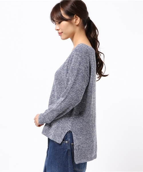 SEVENDAYS=SUNDAY（セブンデイズサンデイ）の「片アゼカラーネップ Vネックプルオーバー（ニット/セーター・レディース・ブラウン/グレー/ネイビー・FREE）」の9枚目の写真