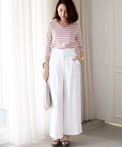 N.（N. Natural Beauty Basic）（エヌエヌナチュラルビューティーベーシック）の「総針ニットプルオーバー七分袖（ニット/セーター・レディース・ピンク系その他/ホワイト系その他/ブルー系その他・MEDIUM）」の4枚目の写真