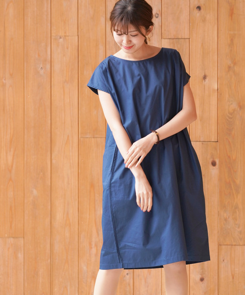 rps（アールピーエス）の「フレンチスリーブコクーンワンピース（ワンピース・レディース・マスタード/ブラック/ブルーグリーン/ブルー/カーキ/イエロー/ネイビー/オフホワイト/グリーン/ベージュ/ダークグリーン・M）」の7枚目の写真