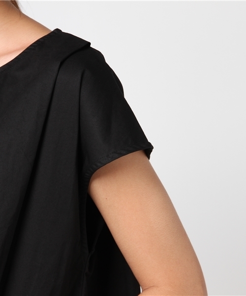 rps（アールピーエス）の「フレンチスリーブコクーンワンピース（ワンピース・レディース・マスタード/ブラック/ブルーグリーン/ブルー/カーキ/イエロー/ネイビー/オフホワイト/グリーン/ベージュ/ダークグリーン・M）」の12枚目の写真