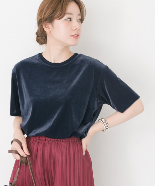 URBAN RESEARCH（アーバンリサーチ）の「ベロアTシャツ（Tシャツ/カットソー・レディース・ネイビー/グレー系その他/ベージュ系その他・FREE）」の3枚目の写真