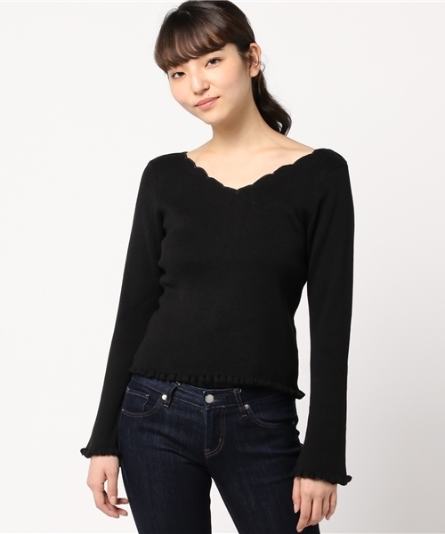 one after another NICE CLAUP（ワンアフターアナザーナイスクラップ）の「バックシャンニットプルオーバー（ニット/セーター・レディース・アイボリー/ブラック/ベージュ/パープル・FREE）」の8枚目の写真