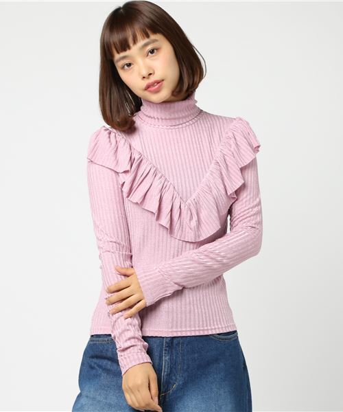 onespo(ワンスポ)の「フリルリブタートル(Tシャツ/カットソー・レディース・ブラック/ピンク・M)」の7枚目の写真