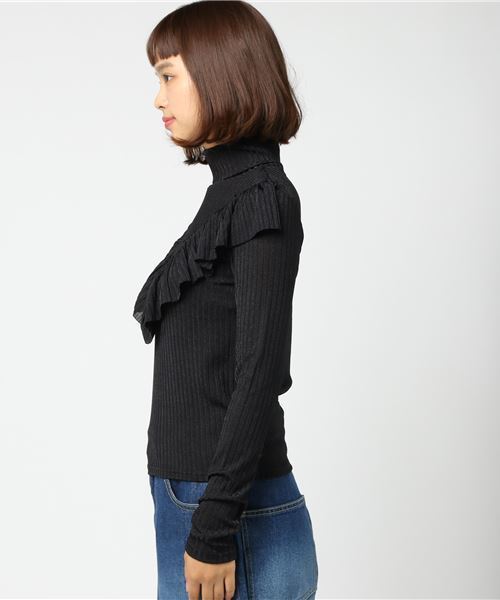 onespo(ワンスポ)の「フリルリブタートル(Tシャツ/カットソー・レディース・ブラック/ピンク・M)」の3枚目の写真