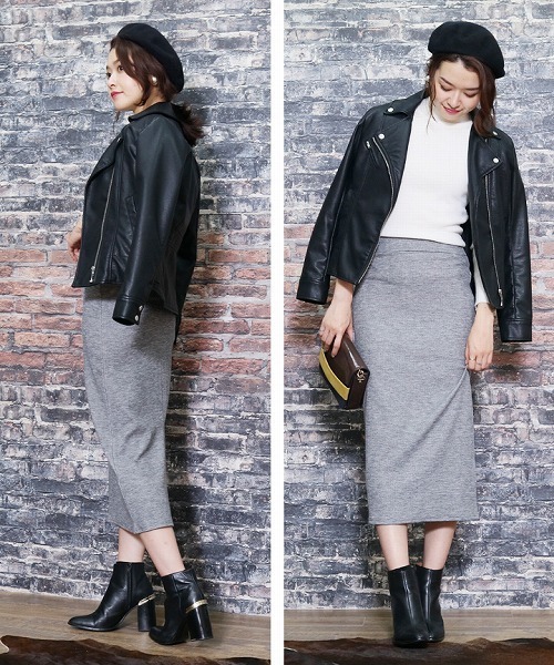 reca（レカ）の「リブデザインウエストゴムタイトロングスカート（スカート・レディース・ブラック/ライトグレー/ダークグレー・FREE）」の17枚目の写真