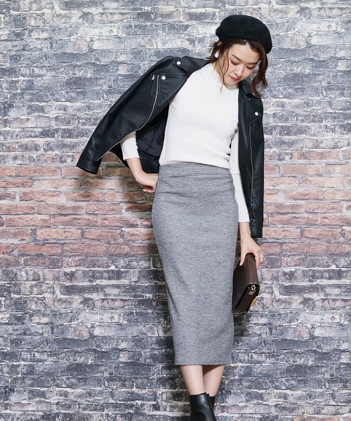 reca（レカ）の「リブデザインウエストゴムタイトロングスカート（スカート・レディース・ブラック/ライトグレー/ダークグレー・FREE）」の18枚目の写真