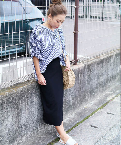 reca（レカ）の「リブデザインウエストゴムタイトロングスカート（スカート・レディース・ブラック/ライトグレー/ダークグレー・FREE）」の8枚目の写真