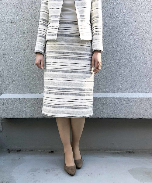 PICCIN（ピッチン）の「ボーダーツイードタイトスカート（スーツスカート・レディース・ブラック/ネイビー・MEDIUM/LARGE）」の2枚目の写真