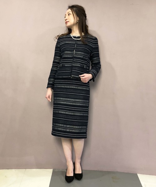 PICCIN（ピッチン）の「ボーダーツイードタイトスカート（スーツスカート・レディース・ブラック/ネイビー・MEDIUM/LARGE）」の11枚目の写真
