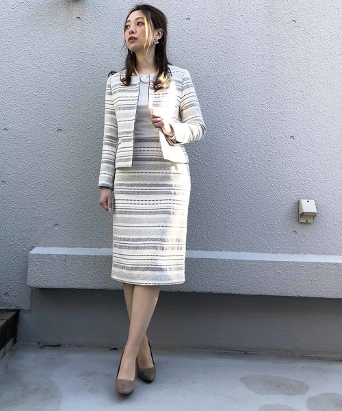 PICCIN（ピッチン）の「ボーダーツイードタイトスカート（スーツスカート・レディース・ブラック/ネイビー・MEDIUM/LARGE）」の17枚目の写真