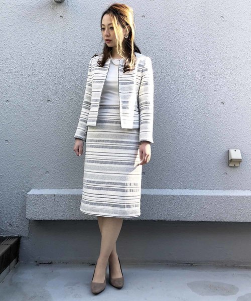 PICCIN（ピッチン）の「ボーダーツイードタイトスカート（スーツスカート・レディース・ブラック/ネイビー・MEDIUM/LARGE）」の8枚目の写真