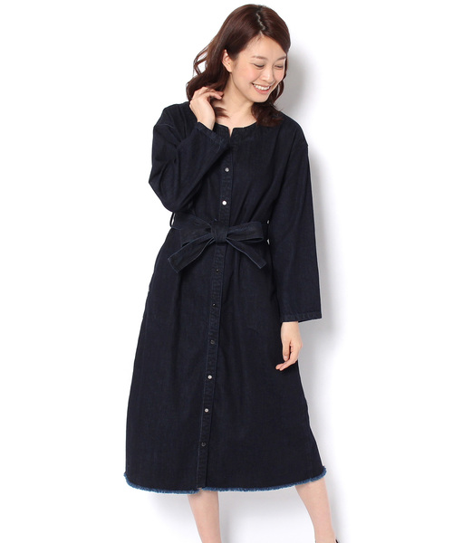 RIVE DROITE(リヴドロワ)の「サッシュ付デニムワンピース(ワンピース・レディース・インディゴブルー/ブルー・FREE)」の2枚目の写真