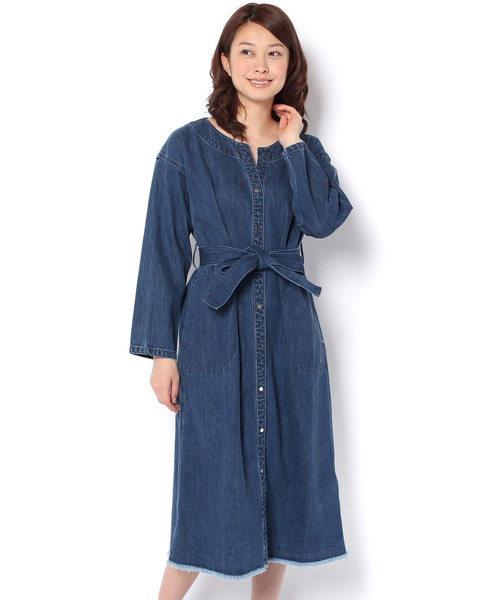 RIVE DROITE(リヴドロワ)の「サッシュ付デニムワンピース(ワンピース・レディース・インディゴブルー/ブルー・FREE)」の7枚目の写真