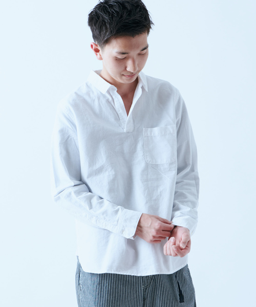 CIAOPANIC（チャオパニック）の「パナマスキッパーシャツ（シャツ/ブラウス・メンズ・ベージュ/ネイビー/ホワイト・MEDIUM/LARGE）」の2枚目の写真