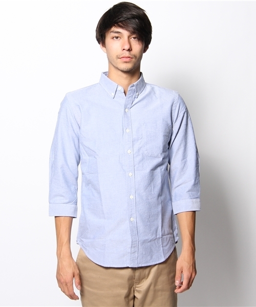 WEGO（ウィゴー）の「WEGO/オックスボタンダウンシャツ（7）（シャツ/ブラウス・メンズ・ホワイト/サックスブルー/ネイビー/ライトピンク・SMALL/MEDIUM/LARGE）」の5枚目の写真