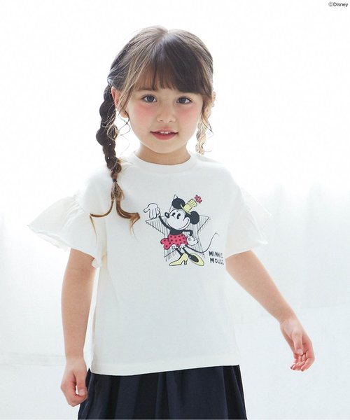 apres les cours（アプレレクール）の「Disney（ディズニー）ミニースターTシャツ（Tシャツ/カットソー・キッズ・オフホワイト/グレー・100/120/110/90/80/140/130）」の2枚目の写真