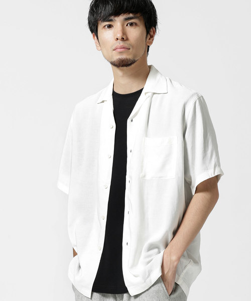 Nano Universe ナノユニバース の リネンレーヨン開襟シャツ ｓｓ シャツ ブラウス Wear