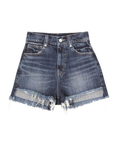 EMODA（エモダ）の「フリンジクラッシュジャストウエストショートパンツ（デニムパンツ・レディース・ライトブルー/ブラック/インディゴブルー・SMALL/MEDIUM）」の3枚目の写真