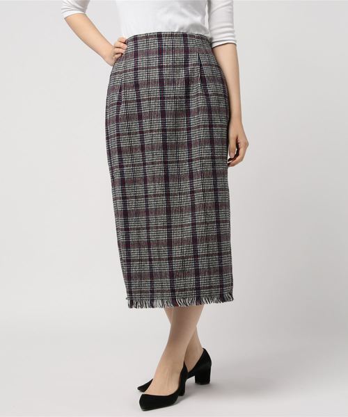 SESTO（セスト）の「オーバーチェックフリンジタイトスカート（スカート・レディース・ホワイト/レッド/カーキ・M）」の14枚目の写真