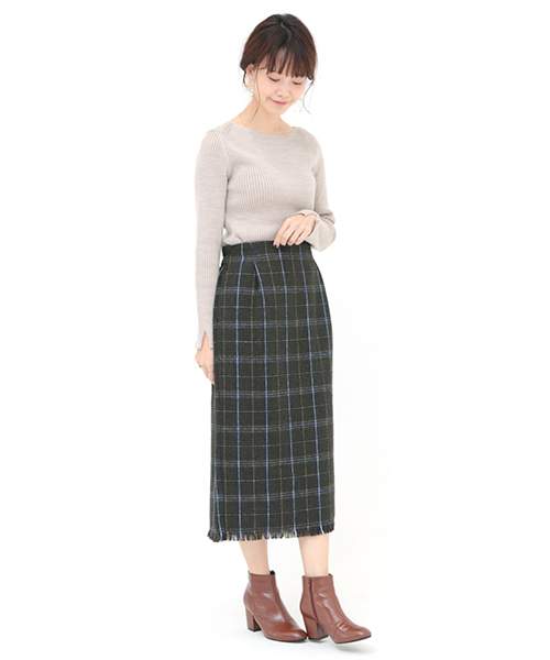 SESTO（セスト）の「オーバーチェックフリンジタイトスカート（スカート・レディース・ホワイト/レッド/カーキ・M）」の10枚目の写真