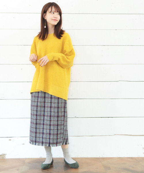 SESTO（セスト）の「オーバーチェックフリンジタイトスカート（スカート・レディース・ホワイト/レッド/カーキ・M）」の6枚目の写真