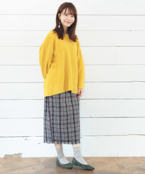 SESTO（セスト）の「オーバーチェックフリンジタイトスカート（スカート・レディース・ホワイト/レッド/カーキ・M）」の7枚目の写真