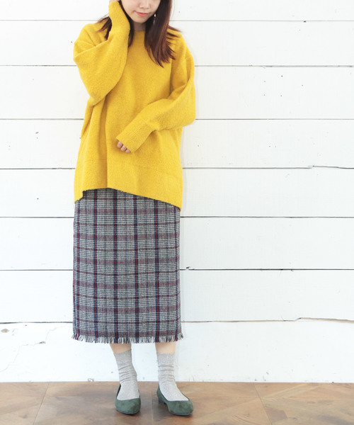 SESTO（セスト）の「オーバーチェックフリンジタイトスカート（スカート・レディース・ホワイト/レッド/カーキ・M）」の8枚目の写真