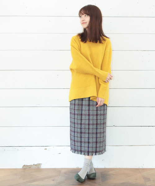 SESTO（セスト）の「オーバーチェックフリンジタイトスカート（スカート・レディース・ホワイト/レッド/カーキ・M）」の9枚目の写真