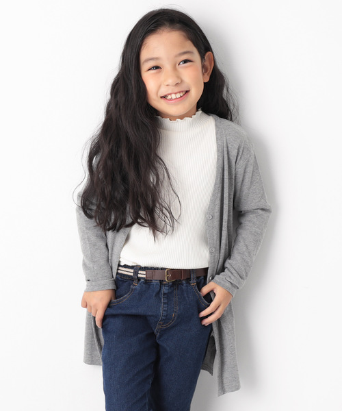 devirock（デビロック）の「ロング丈長袖カーディガン（カーディガン/ボレロ・キッズ・ブラック/ネイビー/杢グレー・110cm/100cm/120cm/130cm/140cm/150cm/160cm）」の3枚目の写真