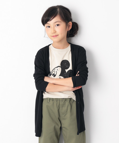 devirock（デビロック）の「ロング丈長袖カーディガン（カーディガン/ボレロ・キッズ・ブラック/ネイビー/杢グレー・110cm/100cm/120cm/130cm/140cm/150cm/160cm）」の2枚目の写真