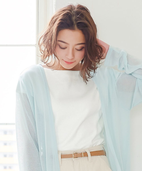 KOBE LETTUCE(コウベレタス)の「前後2wayフレンチスリーブカットソー(Tシャツ/カットソー・レディース・サックスブルー/グリーン/ピンク/ブラック/カーキ/オフホワイト/パープル・FREE)」の2枚目の写真