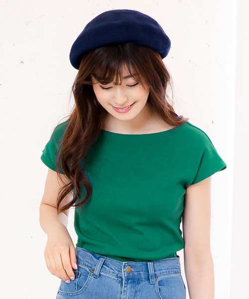 KOBE LETTUCE(コウベレタス)の「前後2wayフレンチスリーブカットソー(Tシャツ/カットソー・レディース・サックスブルー/グリーン/ピンク/ブラック/カーキ/オフホワイト/パープル・FREE)」の4枚目の写真