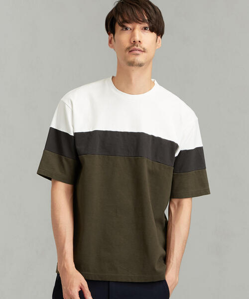 green label relaxing（グリーンレーベルリラクシング）の「CM ポンチ パネルシーム クルーネック SS 半袖 カットソー（Tシャツ/カットソー・メンズ・ベージュ/グレー/オリーブ・LARGE/SMALL/MEDIUM/X-LARGE）」の3枚目の写真