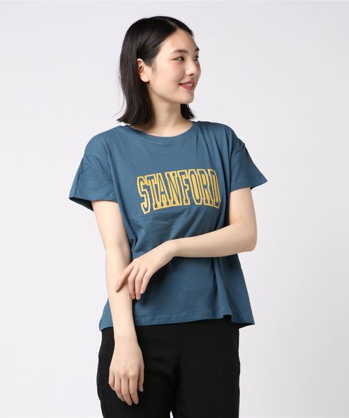 Samansa Mos2 blue（サマンサモスモスブルー）の「STANFORDＴシャツ（Tシャツ/カットソー・レディース・グレー/ベージュ/ライトベージュ/ブルー・ﾌﾘ-）」の4枚目の写真