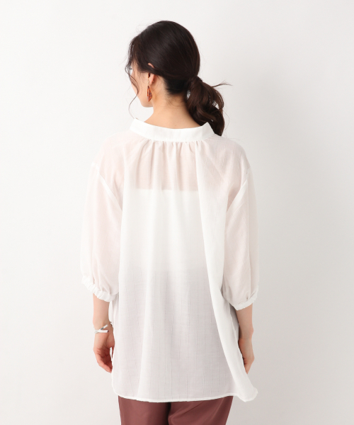 GLOBAL WORK（グローバルワーク）の「スキッパースリットチュニック/840721（シャツ/ブラウス・レディース・ホワイト/ライトグリーン/オレンジ系その他/ライトベージュ・FREE）」の11枚目の写真