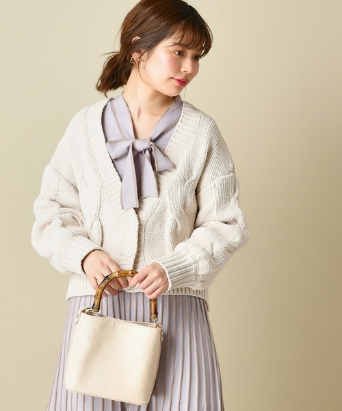 natural couture(ナチュラルクチュール)の「マットモールヤーンケーブルカーディガン(カーディガン/ボレロ・レディース・ベージュ/アイボリー/ミント/モカ/ラベンダー・FREE)」の2枚目の写真