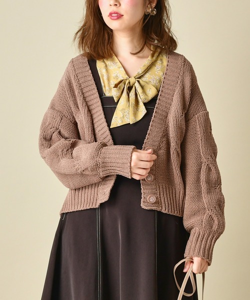 natural couture(ナチュラルクチュール)の「マットモールヤーンケーブルカーディガン(カーディガン/ボレロ・レディース・ベージュ/アイボリー/ミント/モカ/ラベンダー・FREE)」の1枚目の写真