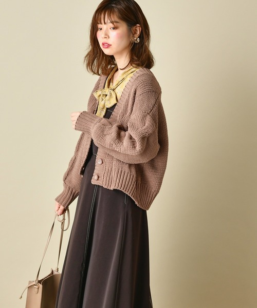 natural couture(ナチュラルクチュール)の「マットモールヤーンケーブルカーディガン(カーディガン/ボレロ・レディース・ベージュ/アイボリー/ミント/モカ/ラベンダー・FREE)」の10枚目の写真