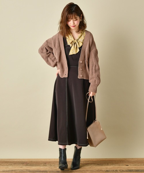 natural couture(ナチュラルクチュール)の「マットモールヤーンケーブルカーディガン(カーディガン/ボレロ・レディース・ベージュ/アイボリー/ミント/モカ/ラベンダー・FREE)」の9枚目の写真