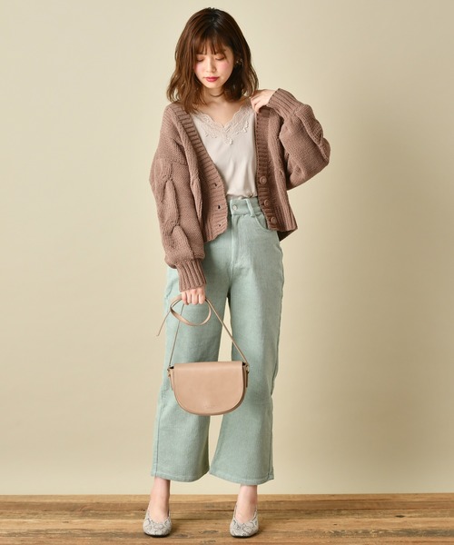 natural couture(ナチュラルクチュール)の「マットモールヤーンケーブルカーディガン(カーディガン/ボレロ・レディース・ベージュ/アイボリー/ミント/モカ/ラベンダー・FREE)」の11枚目の写真
