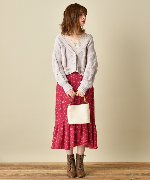 natural couture(ナチュラルクチュール)の「マットモールヤーンケーブルカーディガン(カーディガン/ボレロ・レディース・ベージュ/アイボリー/ミント/モカ/ラベンダー・FREE)」の14枚目の写真