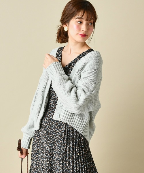 natural couture(ナチュラルクチュール)の「マットモールヤーンケーブルカーディガン(カーディガン/ボレロ・レディース・ベージュ/アイボリー/ミント/モカ/ラベンダー・FREE)」の19枚目の写真