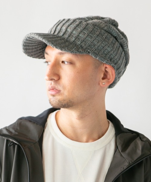 14thADDICTION ニットレザーキャップ 14+（イチヨンプラス）の「つば付きニット帽（ニットキャップ