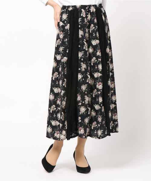 axes femme(アクシーズファム)の「花柄×レーススカート(スカート・レディース・ピンク/キナリ/ブラック・MEDIUM)」の7枚目の写真