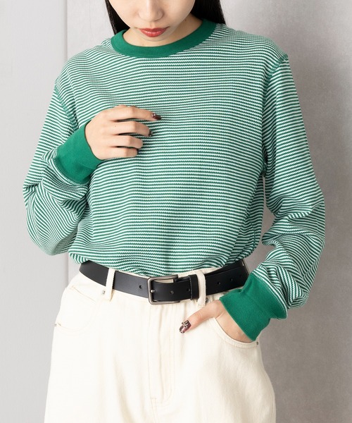 Healthknit（ヘルスニット）の「【Healthknit】クルーネックワッフル長袖パックTEEシャツ サーマル長袖パックTシャツ 602L（Tシャツ/カットソー・メンズ・ブラック/グレー/ホワイト/ブラック系その他2/グレー系その他2/オートミール/レッド系その他/ネイビー×ホワイト/ブラウン/グリーン・L/M/XL）」の8枚目の写真