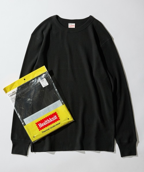 Healthknit（ヘルスニット）の「【Healthknit】クルーネックワッフル長袖パックTEEシャツ サーマル長袖パックTシャツ 602L（Tシャツ/カットソー・メンズ・ブラック/グレー/ホワイト/ブラック系その他2/グレー系その他2/オートミール/レッド系その他/ネイビー×ホワイト/ブラウン/グリーン・L/M/XL）」の20枚目の写真