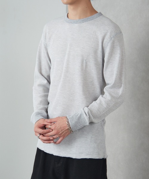 セール】【Healthknit】クルーネックワッフル長袖パックTEEシャツ