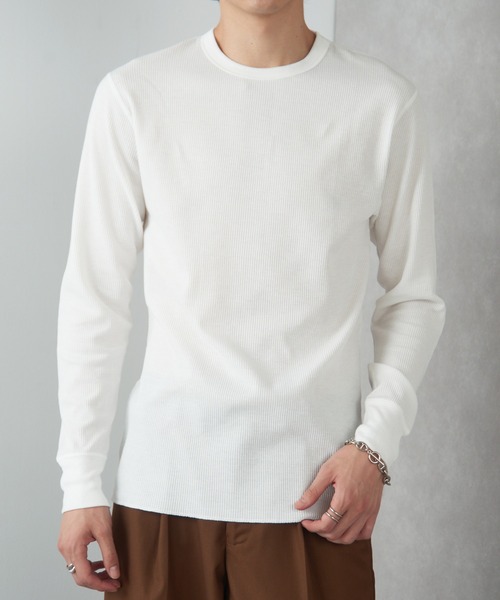 Healthknit（ヘルスニット）の「【Healthknit】クルーネックワッフル長袖パックTEEシャツ サーマル長袖パックTシャツ 602L（Tシャツ/カットソー・メンズ・ブラック/グレー/ホワイト/ブラック系その他2/グレー系その他2/オートミール/レッド系その他/ネイビー×ホワイト/ブラウン/グリーン・L/M/XL）」の21枚目の写真