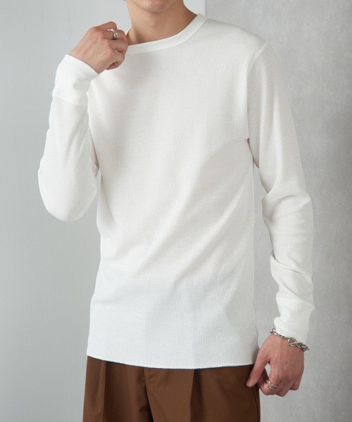 Healthknit（ヘルスニット）の「【Healthknit】クルーネックワッフル長袖パックTEEシャツ サーマル長袖パックTシャツ 602L（Tシャツ/カットソー・メンズ・ブラック/グレー/ホワイト/ブラック系その他2/グレー系その他2/オートミール/レッド系その他/ネイビー×ホワイト/ブラウン/グリーン・L/M/XL）」の22枚目の写真
