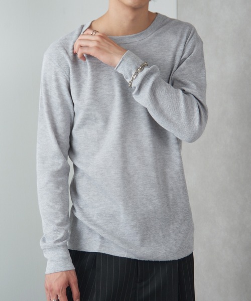 セール】【Healthknit】クルーネックワッフル長袖パックTEEシャツ
